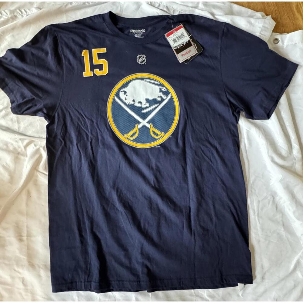 Buffalo Sabres Jack Eichel Shirt Mens Dark Blue Reebok Size L NWT NEW